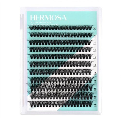 Hermosa Phoenix Pulse, Hermosa DIY Lash Extension Kit, 220 Pcs Lash Clusters Kit 30D+40D Individual Lashes 8-16mm for Natural Look, DIY Eyelashes at Home HM40D