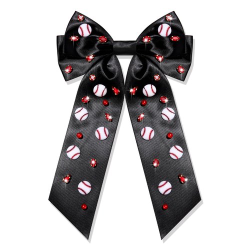Boderier Baseball Bows for Women Girls Long Tail Satin Ribbon Bow Barrette Hair Clip Game Day Baseball Sports Fan Hair Accessories for Women Favor Gifts