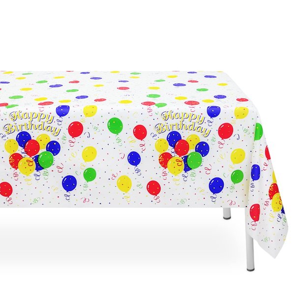 LIKAJON 3 Pack Colorful Balloons Tablecloth, Happy Birthday Plastic Table Cloths for Parties Disposable, 54x108in Waterproof Rectangular Tablecloth for Birthday Party Picnic School Baby Shower