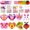 3sscha 123Pcs Valentine's Day Animals Craft Kit for Kids DIY Make Your Own Heart Animal Set Self-Adhesive Sticker Handmade Artwork Valentine Decor Classroom Home Holiday Activity Party Favor Supplies