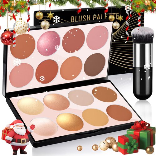 HOSAILY 16 Colors Blush Contour Highlighter Makeup Palette, All-in-One Shimmer Silky Matte Mineral Blush Powder Palette, Face Sculpting Bronzer Blusher Illuminator Palette for a Natural Glowing