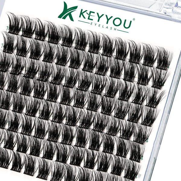 Lash Clusters 96pcs Individual Lashes Y08 D Curl 10-18MIX Cluster Lashes KEYYOU Volume Wispy Lash Extension Soft&Comfortable Easy DIY at Home(Y08 D-10-18MIX)