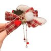 Christmas Claw Clips Christmas Hair Accessories 1 Pcs Plush Hair Claw Clips with Tassel Xmas Plaid Bows Hairpins Nonslip Claw Clip with Bells Cute Rhinestone Red Hair Claws for Women Girls
