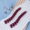Burgundy Wine Red Press on Nails Short Almond Fake Nails Press ons, Solid Color Glue on Nails Short False Nails, Medium Almond Nails Oval Round Shaped Nails for Women, 24Pcs Natural Acrylic Gel Nails