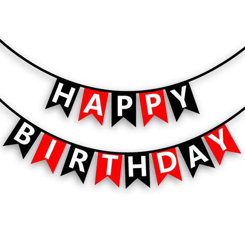 Happy Birthday Banner Sign Red Black Cardstock Decorations Birthday Flag Bunting Backdrop Decor Party Supplies Happy Birthday Decorations for Girls Boys Women