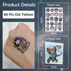80 PCS Cats Temporary Tattoos for Party Supplies, Temporary Tattoo Stickers for Birthday Parties, Cat Party Favor Activities, Waterproof Temporary Tattoos.