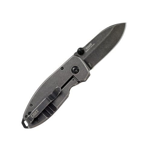 CRKT Squid Folding Pocket Knife: Compact EDC Straight Edge Utility Knife with Stainless Steel Blade and Framelock Handle - Black Stonewash 2490KS