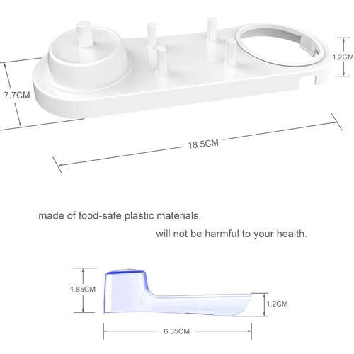 Electric Toothbrush Holder with 1 Charging Stand Slot, 1 Toothbrush Stand and 4 Toothbrush Head Stands + 4 PCS Toothbrush Head Covers for Oral B