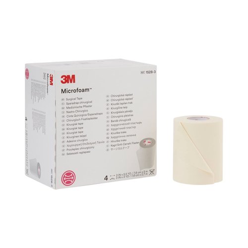 3M Microfoam Surgical Tape 3" x 5.5 Yd 1528-3, 2 Boxes, 4 Rolls/Box
