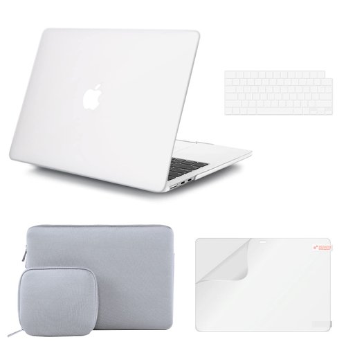 iCasso for MacBook Air M2 Case 13.6 inch 2023 2022 Release Model A2681, Clear Hard Shell Case&Laptop Sleeve&Screen Protector&Keyboard Cover for Mac Air 13'' M2 with Small bag, Rose Quart-Clear
