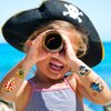 PARTYWIND 34 Styles Pirate Birthday Party Supplies, Glow + Metallic Glitter Pirate Temporary Tattoos for Kids Party Favors Decorations, Pirate Tattoo Stickers Accessories Games for Boys and Girls