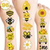 96PCS Happy Bee Day One Temporary Tattoos Honey Bees First Theme Birthday Party Decorations Favors Supplies Decor Cute Bumble Tattoo Stickers Gifts for Boys Girls Kids School Prizes Carnival Christmas