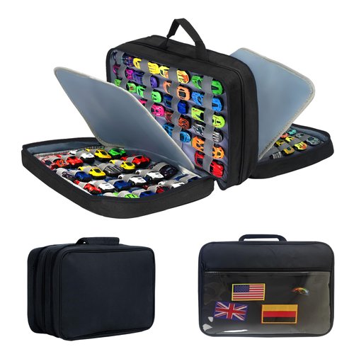 96 Toy Cars Storage Case Compatible with Toy Cars,Hot Wheels Carrying Case,Matchbox Cars Storage Case,Carrying Case for Hot Wheels Cars/Matchbox Cars/Mini Toys/Small Dolls(Bag Only)(Black 96)