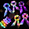 Hiwooii 15 Count LED Light Up Hair Scrunchies in 10 Colors with 5 Bow-Tie Glowing Hair Bands for Women Girls Hair Accessories, Chiffon Material, 3 Flashing Modes, Glow in the Dark Party Favors