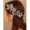 Xerling Vintage Hair Comb Brides Wedding Silver Hair Accessory Bridal Crystal Headpiece Pearl Hair Piece Jewelry (Silver)
