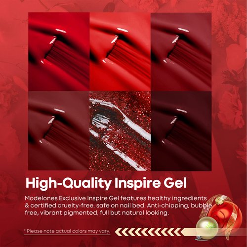 modelones Gel Nail Polish Set - 6 Red Colors Gel Polish Glitter Red Gel Polish Burgundy Red Sparkle Bloody Red Christmas Nail Polish Gel Manicure DIY Salon Nail Art Gifts