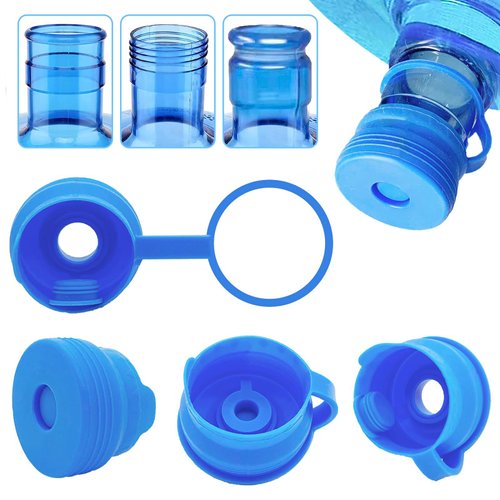 DysanVica 【4 PCS】 3 & 5 Gallon Water Jug Cap - 55mm Reusable Food Grade Silicone Water Bottle Cap for Standard/Screw/Crown Tops, Water Dispenser Replacement Lids, Non-Spill & Leak Free - 4 Pack