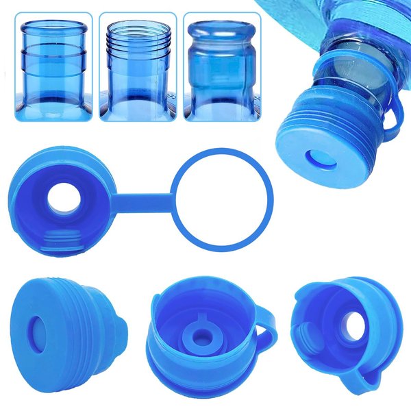 DysanVica 【4 PCS】 3 & 5 Gallon Water Jug Cap - 55mm Reusable Food Grade Silicone Water Bottle Cap for Standard/Screw/Crown Tops, Water Dispenser Replacement Lids, Non-Spill & Leak Free - 4 Pack