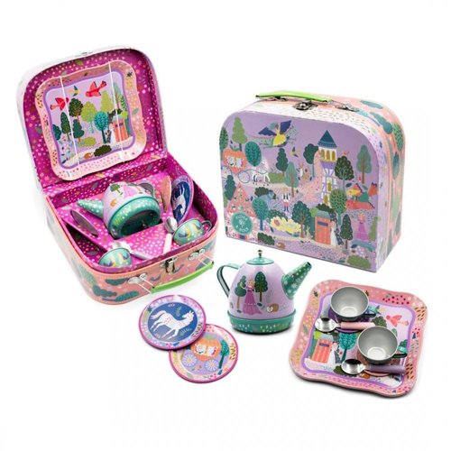 Floss & Rock Fairy Tale Musical Kids Tin Tea Set, 11 Piece, 6.8 Inch