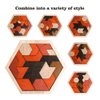 Skrtuan Wooden Puzzle Hexagon Tangram Puzzle for Kids Adults Brain Teasers Puzzles Game Challenge Toy Shape Pattern Block Tangram Family Portable Montessori Educational Gift for All Ages Boys Girls
