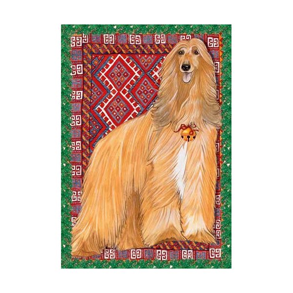 Pipsqueak Afghan Hound Christmas Cards : 10 Holiday Cards with Red Envelopes - ADORABLE!