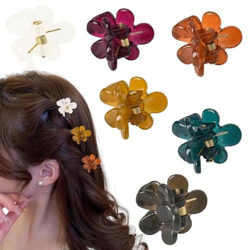 Flower Claw Clips for Women Colorful Hair Claw Clips for Girls Colorful Claw Clips for Thick Thin Hair Accessories for Women Flower Hair Clips for Little Girls Floral Claw Clip 6PCS
