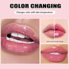 Magic Color Changing Lip Oil Temperature Change Lip Glow Oil Moisturizing Plumping Lip Gloss, No-Sticky Transparent Lip Care Tinted Lip Gloss Oil (02# Blue to Pink)