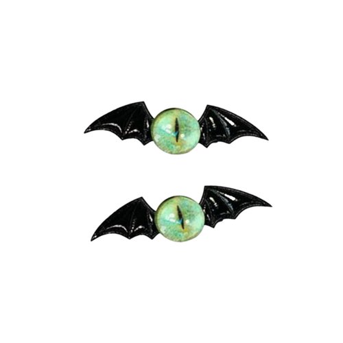 CoBtee Dark Gothic Devil Eyes Bat Wings Hair Clips Edge Hairpin Kids Adult Costume Halloween Cartoon Hair Accessories (black/A pair)
