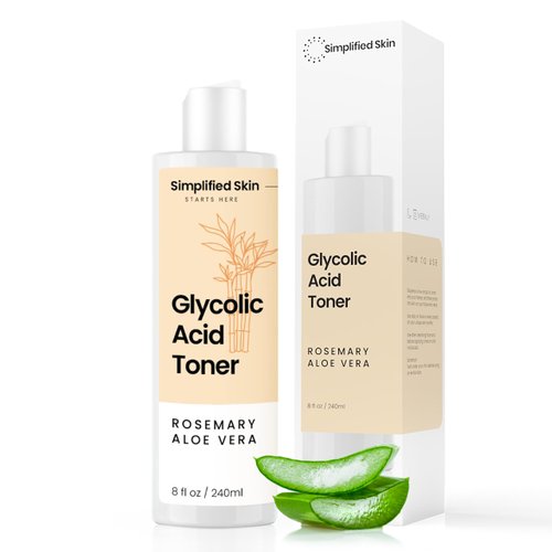 Glycolic Acid Toner for Face - Facial Toning Solution - 8% glycolic Acid Hydrating, Anti-Aging, Exfoliating Face Toner for Women & Men - with AHA, Aloe Vera, & Rosemary Extract Skin Toner - 8 fl Oz