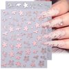 8 Sheets Flower Nail Stickers for Nail Art, 3D Self-Adhesive Bronzing Flowers Nail Decal Gold Silver Flowers Leaves Nail Design Nail Art Stickers Spring and Summer Nail DIY Decorations for Women