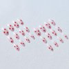 24Pcs Pink French Tip Press on Nails Short Almond Fake Nails Cute Strawberry Glue on Nails Nude Pink Acrylic Nails Full Cover Stick on Nails Spring False Nails for Women Girls Manicure Decoration