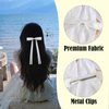 6PCS White Hair Bows for Women, Coquette Bows Hair Clips Hair Ribbons Long Tail Lace Bows Cute Aesthetic Wedding Hair Accessories for Women Girls Gifts