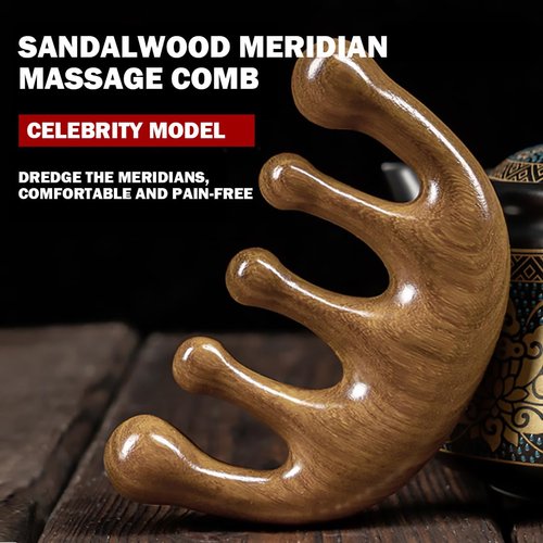 Cureder Wooden Scalp Massager - Handmade 100% Natural Green Sandalwood Wide Tooth Combs - Wood Massage Comb & Sandalwood Comb for Luxurious Hair Care