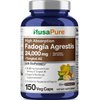 NusaPure Fadogia Agrestis 24,000mg + Tongkat Ali 80,000mg - 150 Veggie Caps - Non-GMO, Made in USA, Serving 2 VCaps, BioPerine