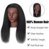 16"Mannequin Head 100% Human Hair Hairdresser Training Braiding Styling Manikin Cosmetology Makeup Manican Doll Display Practice with Stand(Black 16inch A)