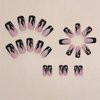 IMSOHOT Matte Square Press on Nails Medium Black Flame French Tips Fake Nails with Rhinestone Designs Full Cover Cool Glue on Nails Nude Squoval Acrylic False Nails 24Pcs