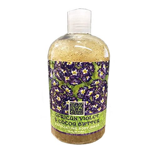 Greenwich Bay Trading Co. Exfoliating Scented Body Wash - Luxury Spa Quality, Shea & Cocoa Butter Enriched - 16 Ounce (African Violet)