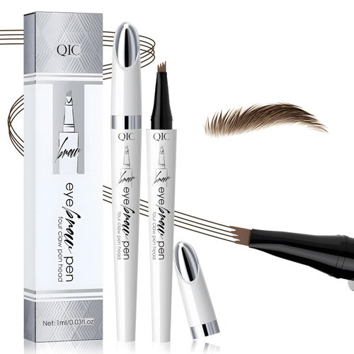 Kaemgyyd 2024 New Microblading Eyebrow Pen, 3D Waterproof Magic Eyebrow Pencil, Natural Brow Pencils for Women with 4-Fork-Tip,Last All-Day (Light Brown)