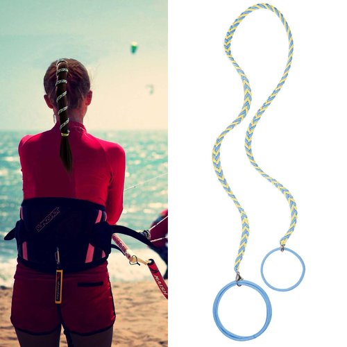 1Pack 25" Ponytail Holders Hair Ties for Sports, Elastic Hair Tie Scrunchies No Damage Strong Braided Pony Tails Hair Ties for Long Thick Curly Thin Fine Hair for Beach Swimming (Blue+Yellow)