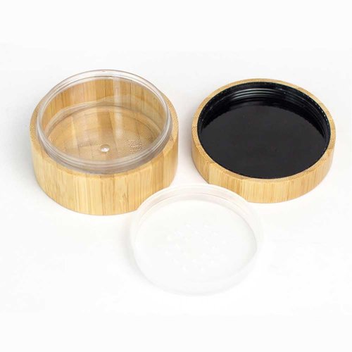 1 Pc 50g Empty Loose Powder Case Bamboo Face Powder Box Refillable Makeup Cosmetic Powder Container with Sifter and Lid