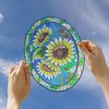 DiuDiuLYU Sunflower Stained Glass Window Hanging Home Decor Suncatchers Indoor Window Gift for Mom Women Flower Lovers