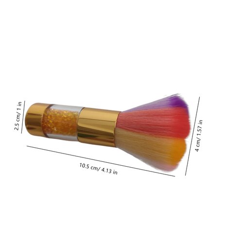 Colorful Nail Art Dust Remover Brush with Shiny Rhinestone Handle, Nail Brush Remover Cleaner for Acrylic UV Nail Gel Powder Makeup Foundation (Gold)