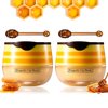 2PCS Honey Lip Balm,Hydrating & Prevention Dry and Dry Cracked Lips,Moisturizing Sleeping Lip Mask with Brush,Reduces Lip Lines,Lip Exfoliating Lip Balm Honey Pot