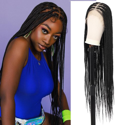 Kalyss Knotless Braided Wigs for Woman 13x8 HD Lace Frontal Braided Wigs with Baby Hair Box Braid...