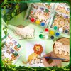 Colingmill 24 Set Safari Party Favors Jungle Craft Kits Supplies DIY Safari Jungle Wooden Painting Kit Wooden Coloring Crafts Wild Animals Birthday Goodie Bags Gifts Prizes