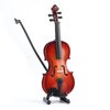 Dselvgvu Wooden Miniature Violin with Stand, Bow and Case Mini Musical Instrument Replica Dollhouse Accessories Model Home Decoration (5.63"x2.05"x0.75")