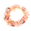 Mia Beaded Ponytailer, 2 in 1 Hair Accessory, Ponytail Wrap + Bracelet, Beautiful Pink Crystals With Rose Gold Pretty White Flowers, Elastic Rubberband, For Women and Girls 1pc