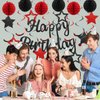YEOCU Birthday Decorations, NO DIY, Pre-Strung Happy Birthday Banner with Honeycomb Balls, Hanging Swirls, Circle Dots Garland, Happy Birthday Party Decorations for Women Men Boys Girls (Red & Black)