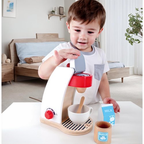 Hape My Coffee Machine Wooden Play Kitchen Set with Accessories (White)