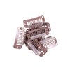 24 pcs/lot 32mm 9-teeth Metal Wig Clips Wig Hair Extension Clips with Rubber Snap Clips for Hairpiece Wig Accessories Clips (Light Brown)